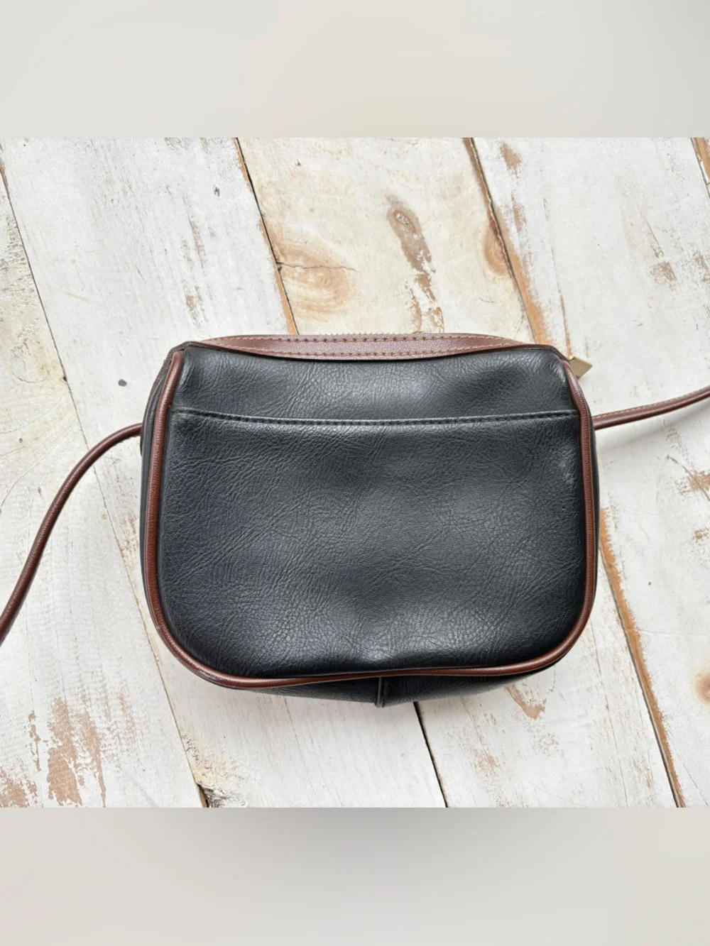 Vintage 90s LIZ CLAIBORNE faux leather mini purse crossbody two tone preppy EUC